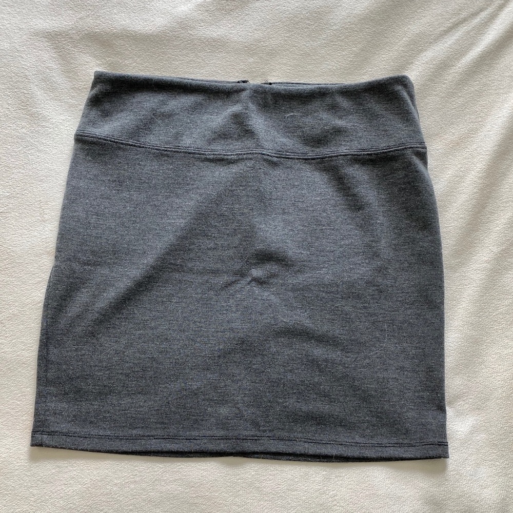 Charcoal Gray Zip Back Bodycon Skirt